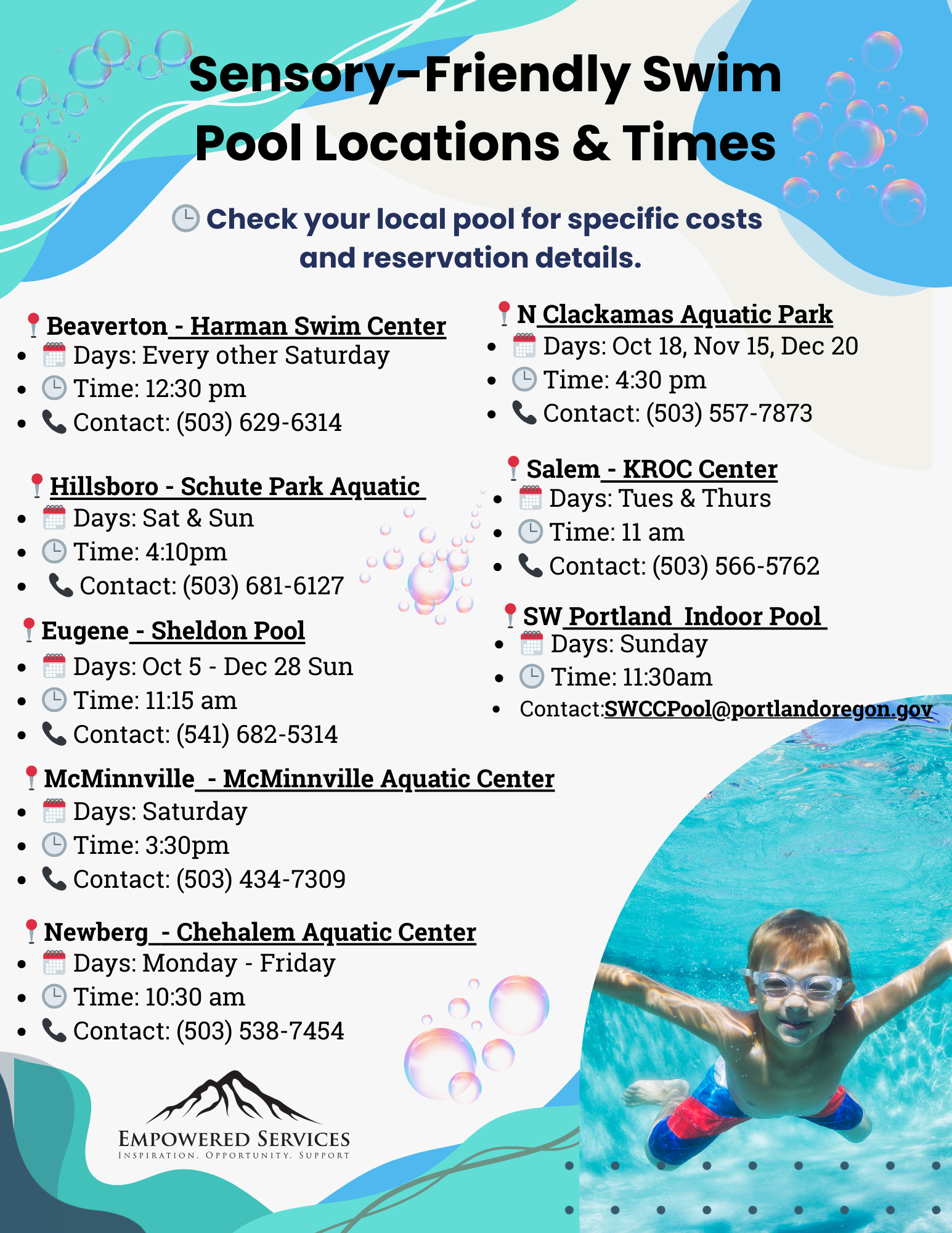 Sensory Friendly Swim Program Sept 2025 Part 2