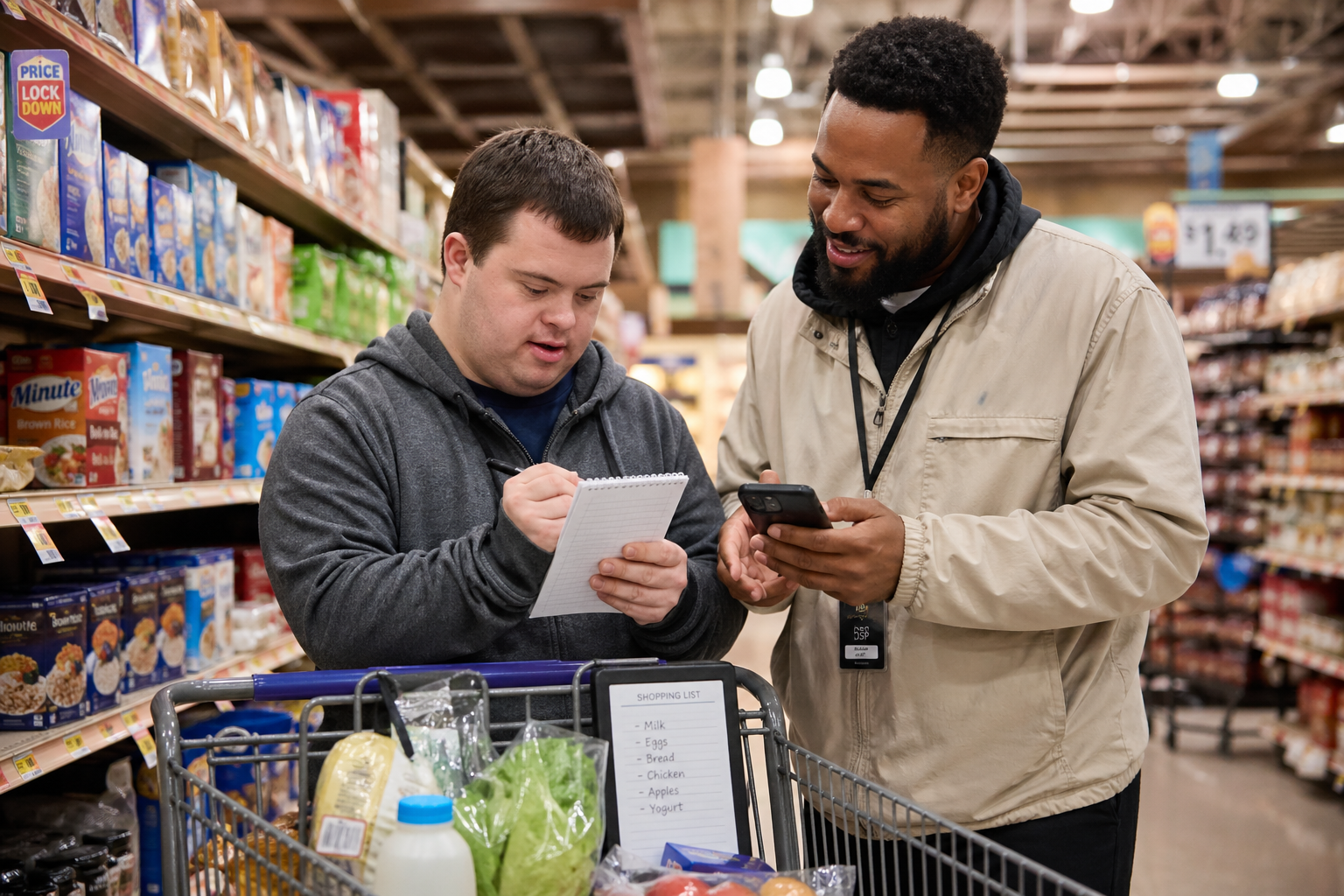 A DSP supporting a customer with shopping and budgeting at the grocery store