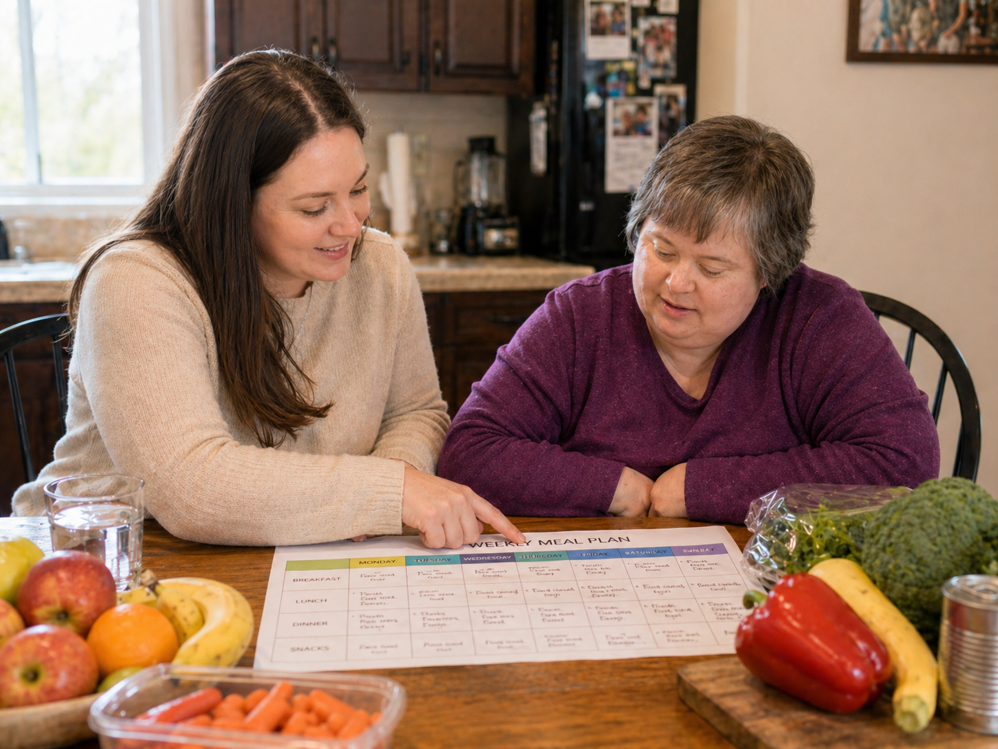 A DSP supporting a customer with meal planning at the kitchen counter