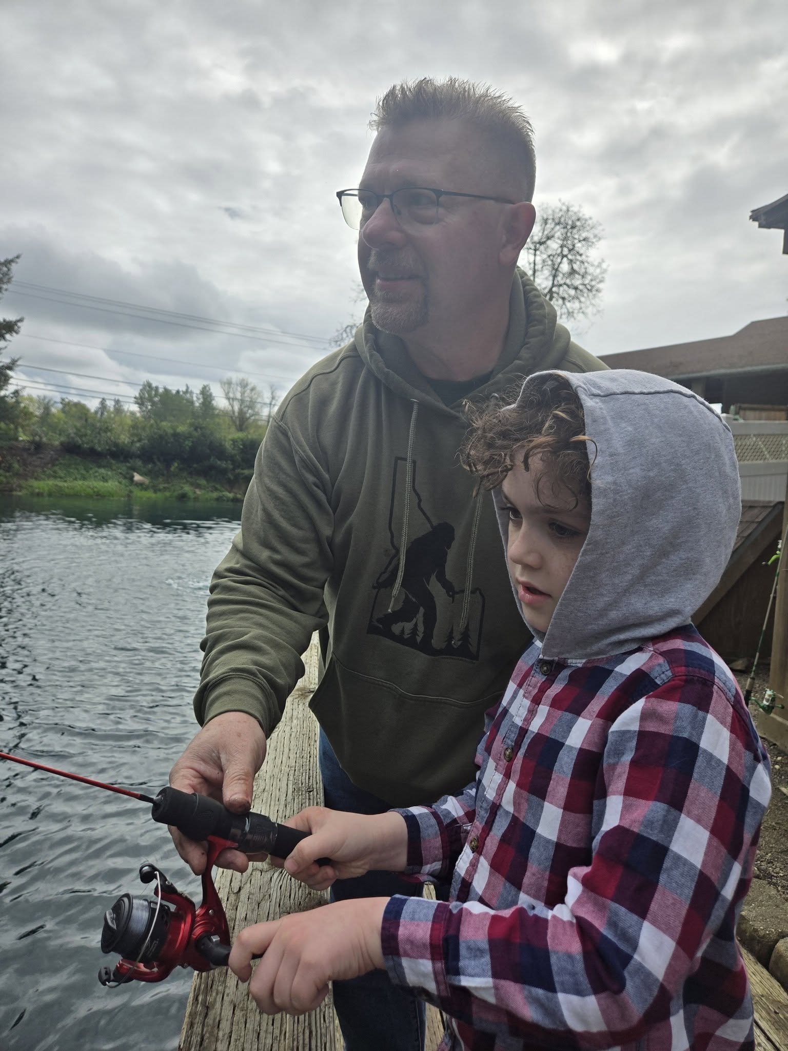 John, Founder & Owner of Empowered Services, sharing a fishing day with an individual we serve at our annual Easter egg hunt event