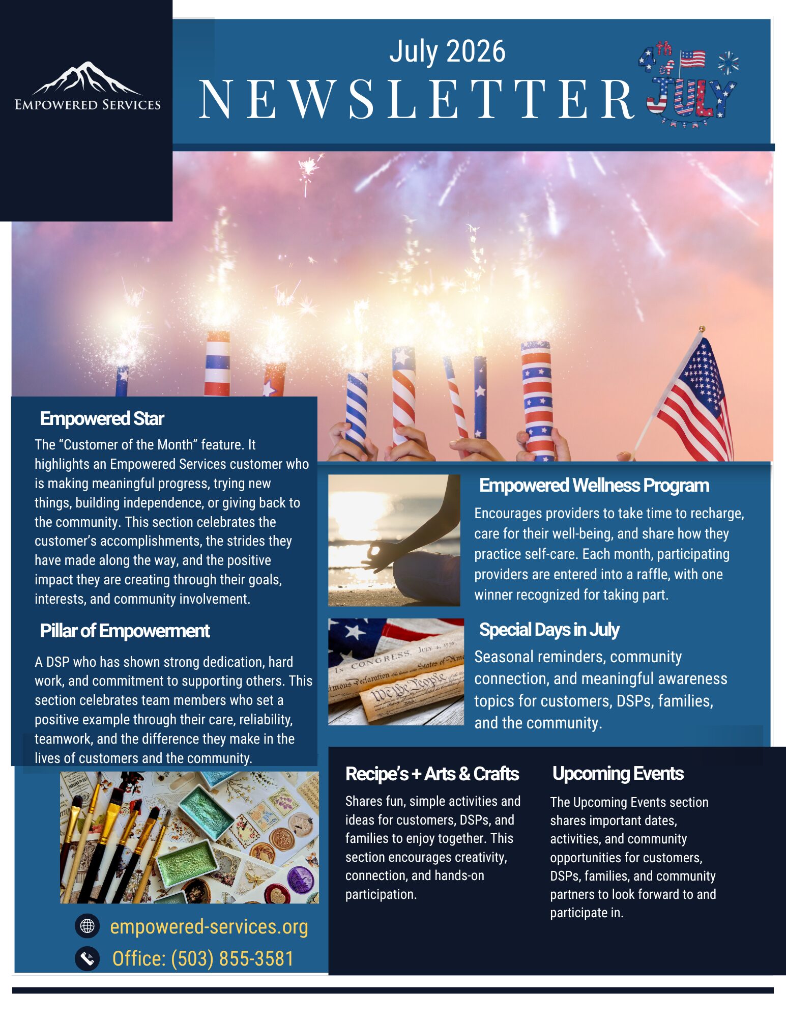 July 2026 Empowered Services newsletter cover