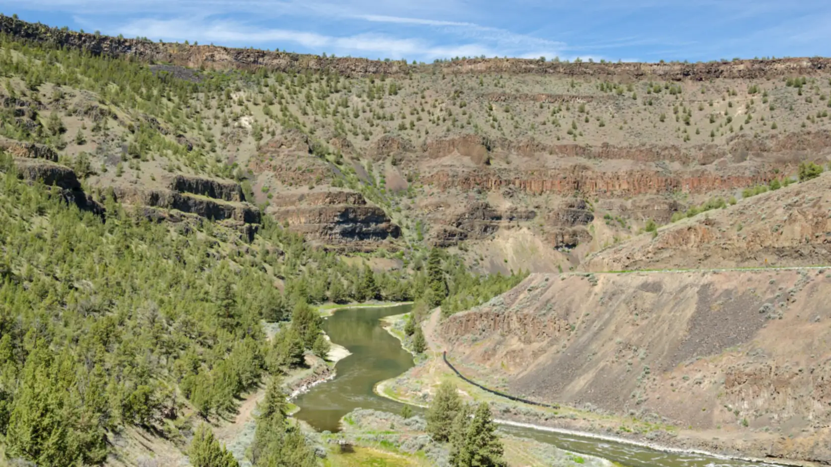 The Crooked River winding through its canyon near Prineville, Crook County