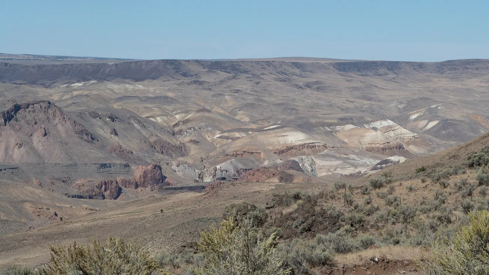 Layered rock walls of the Owyhee Canyon country in Malheur County